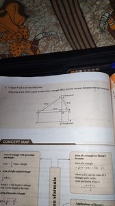In figure P and Q are two lamp posts.If the area of the \tria... | Filo