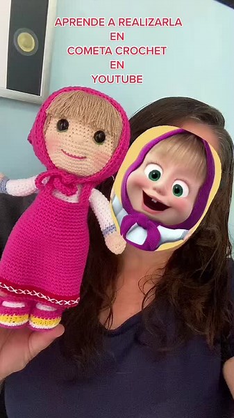 En cometa crochet en YouTube encontraras los tutoriales para realizar a la hermosa Masha #amigurumi #crochet #tejido #masha #mashaamigurumi #mashahechaamano #mashayeloso