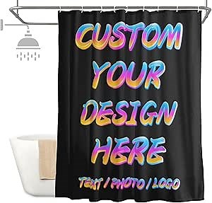 Custom Shower Curtain Personalized Your Design with Picture Photo Shower Curtains for Bathroom Waterproof Shower Curtain Liners with 12 Hooks for Washroom Hotel Home Decor