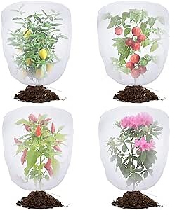 Bird Netting for Garden Protection - 4 Pack Garden Netting Pest Barrier with Drawstring,Mosquito Net Tomato Protective Cover Garden Plant Netting for Blueberry Bushes (4.9 Ft x 4 Ft/4 Pack)