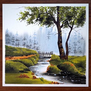 411K views · 9K reactions | New oil pastel drawing of landscape with trees and waterfall | Morning Drizzle | Facebook