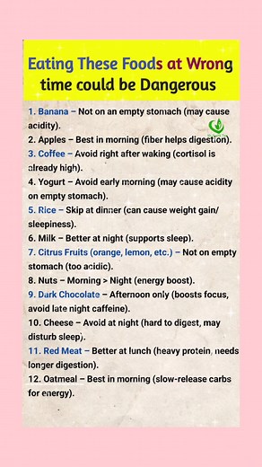 1.9M views · 6.5K reactions | . . . Eating These Foods at Wrong time could be Dangerous #health #ukreels #home #trendingreel #jesus #kids #Teamwork #usareels #canada #australia #foodsafety | My Health Tips | Facebook
