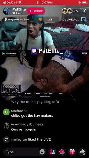 Blueface gets knocked out the ring by Chibu Punch Blueface thru the ring at Adin Boxing Match