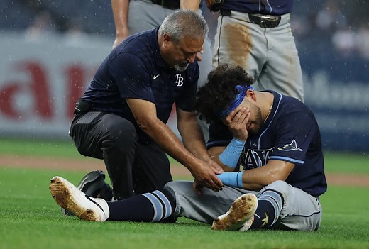Rays All-Star 1B Jonathan Aranda exits game after collision with Yankees' Giancarlo Stanton