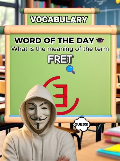 💬 What does Fret mean? 👉 Fret means to worry, be anxious, or feel uneasy about something. 🧠 Examples: 1️⃣ She began to fret about the exam results. 2️⃣ Do not fret over small mistakes. 📌 Fret is often used to describe unnecessary worry or stress about things that may not even happen. #wordsandtheirmeaning #fretmeaning #fret #wordmeaning #englishvocabulary
