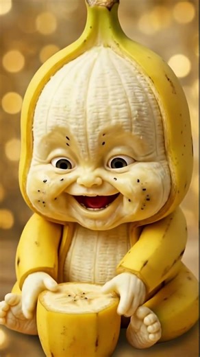 Cute Banana Baby Eating an Banana& Funny Video |Adorable #orange #baby #cute #eating #funny #shorts