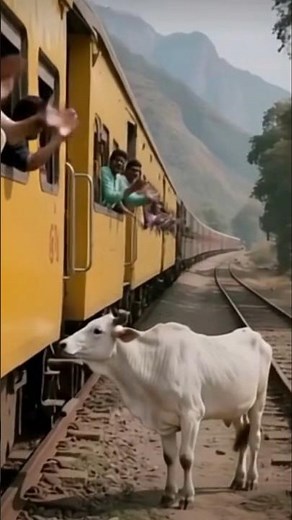 Unbelievable! Cow Stops a Moving Train and Saves the Day | Heart-Stopping Real Moment!