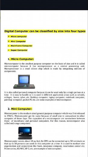 Classification of digital computer Based on Size ( part 1)