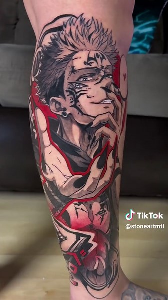 Honoring one of the most iconic villains in anime! 👀 . #tattooart #jujutsukaisen #animetattoo #fyp #foryoupage