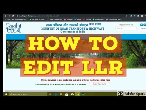HOW TO EDIT LLR APPLICATION TAMIL NADU