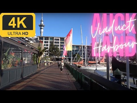 Walk in Downtown Auckland | Viaduct Harbour | Boats and Bars | 4K