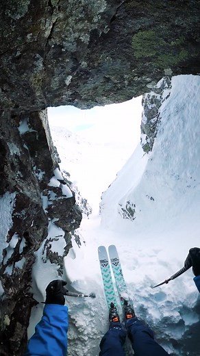 Always drop in from a cave :)) #skiing #cave #fypシ゚viral