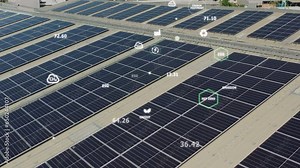 Smart Eco rooftop passive AI solar Save the planet earth in Net zero ESG SDGs plant go green world global low CO2 emission. Future growth Panels cells roof grid sun light electric power supply panel.