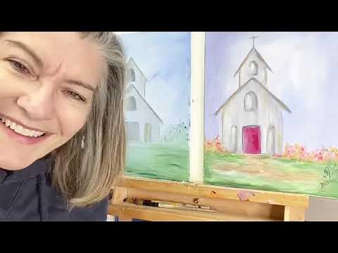 PAINTING AN ADORABLE SPRINGTIME COUNTRY CHURCH - STEP BY STEP