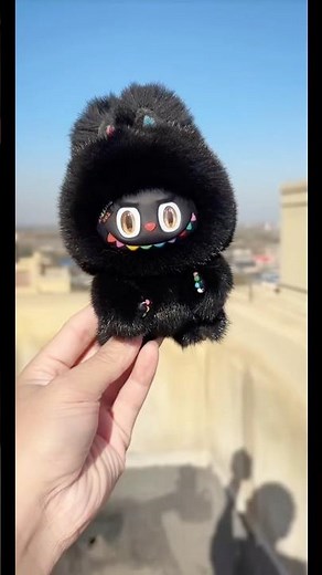 DIY Labubu Glow Up! ✨ My Custom Black Fur Cutie! #DIYLabubu #CustomToy #arttoy
