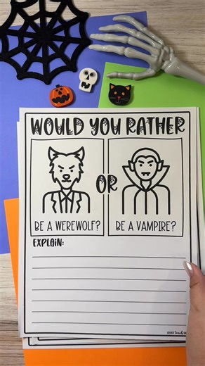 👻 Need some fun and engaging activities to get you through Halloween?! Check out these Would You Rather Prompts: Halloween Edition!! These engaging writing prompts are part of my Halloween Activities pack!! Great for class discussions and opinion writing. Your kiddos will love these. Comment "HALLOWEEN FUN" to have a link sent to your messages! | Create.Teach.Share