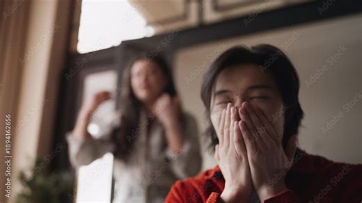 Annoyed woman shouting at upset boyfriend, psychological abuse and stress