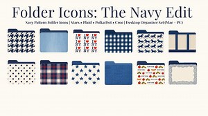 Digital Download Navy Folder Icons | Desktop Organizer Set (mac   PC) - Etsy Canada