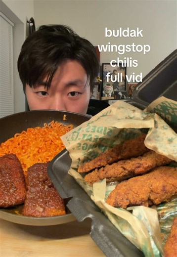 Buldak Wingstop Chilis Full Eating Video #mukbang #food #asmr #buldak #wingstop