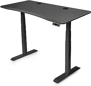 Electric Standing Desk - 60" x 27" - Dual Motor Sit to Stand Desk with 3-Stage Adjustable Steel Legs - 4 Memory Settings - Ergonomic Front Edge - Carbon Fiber