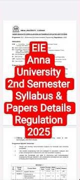 EIE Anna University Engineering 2nd semester syllabus and paper details|engineering King