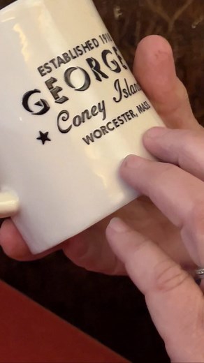 Our new mug is inspired by a classic logo from an old menu as well as a black and white photo outline of our neon sign. Come by the store to check them out or order online! Follow the link in the bio. #classic #diner #coffee #mug #worcester | George's Coney Island