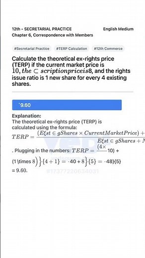 Calculate TERP Secretarial Practice 12th
