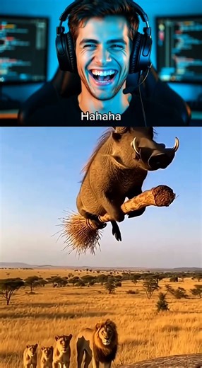 When warthog becomes a witch even Lion will only look #wolfhead #firewolf #funnyvideo #aimemes