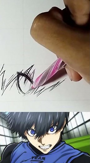 Drawing Anime Blue Lock Yoichi Isagi #Shorts Drawing Without Sketch