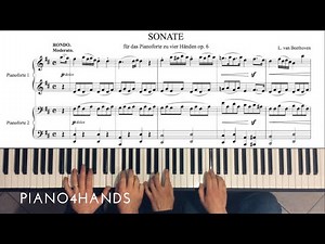 L. v. Beethoven - II. Rondo. Moderato - Sonata in D major for piano four-hands, Op. 6 (Score)
