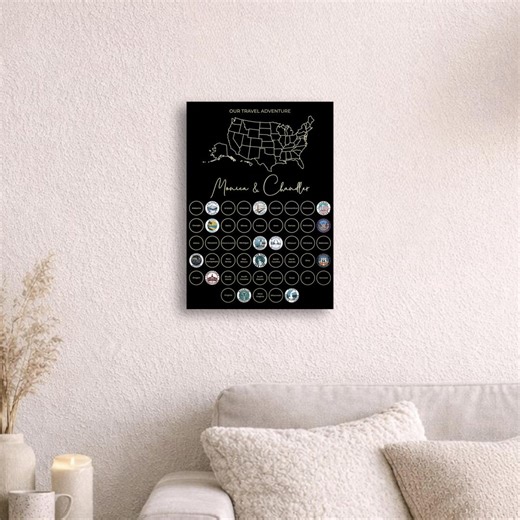USA Travel Tracker Map, Personalized States Sticker Board, Custom Wall Art, Adventure Keepsake, Home Decor for Explorers