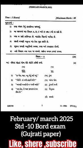 std 10 | gujrati | Bord exam paper | march 2025 |