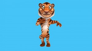 Fun 3D cartoon tiger dancing (with alpha channel included)