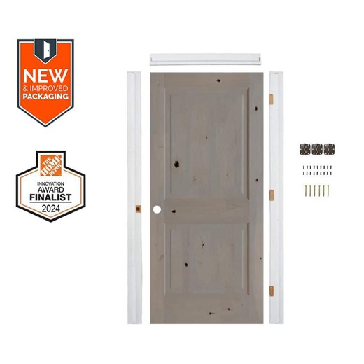 Reviews for Krosswood Doors 24in.x80in. Knotty Alder Sq. Top Right-Hand Grey Stain Single Assembly Required Interior Door Kit w/ Quick Assemble Jamb | Pg 1 - The Home Depot