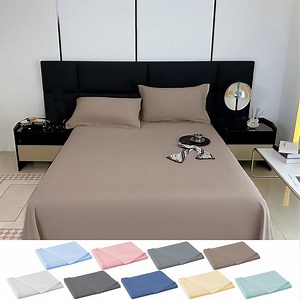Under $5 Clearance! InsCrazy Bed Sheet, 100% Cotton Household Solid Color, Soft and breathable Bed Sheet Piece 66 x 102"