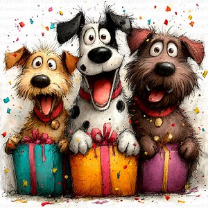 Whimsical Birthday Dogs Clip Art: Watercolor Style (digital Download, JPG, 20 Images) - Etsy