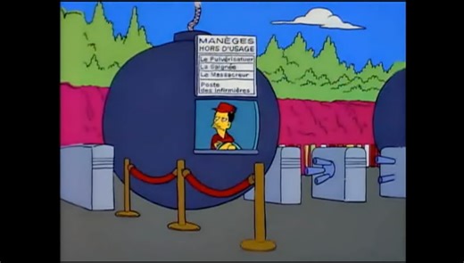 "Hello? Itchy and Scratchy Land open for business. Who are you to resist it, huh? Come on. My last paycheck bounced. My children need wine!" (S6 E4 - 'Itchy & Scratchy Land') | The Simpsons & Futurama Best Moments