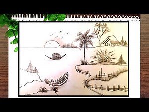 গ্রামের দৃশ্য | ছবি আঁকা দৃশ্য| Drawing pictures | Pencil drawing nature scenery | Drishya