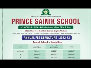PRINCE ACADEMY ( NDA & SAINIK SCHOOL) SIKAR FEE structure 2022-23 /