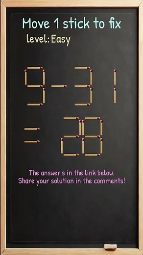 Matchstick Brain Teaser: Move One Stick to Fix #510ep10