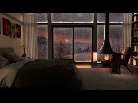 Cozy Winter Ambience in Forest | Crackling Fireplace & Snowstorm Sounds | Howling Wind Sound 8 Hours