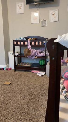Well this is the first time she’s climbed up on her crib, she had also gotten all the way up on her changing table… we have a climber now #toddlersoftiktok