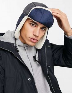 ASOS DESIGN trapper hat in nylon and borg mix | ASOS