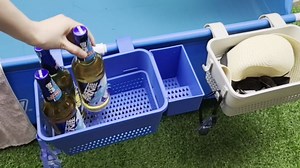 2 Pack Poolside Storage Basket, Pool Cup Holder, Above Ground Pool Organizer Accessories,Pool Toy Basket/Storage Bin Containers Fits for Most Frame Pools(blue)