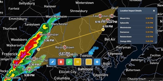 5:24 LIVE RADAR LOOP Storms exploding near Westminster, and Mount Airy, Maryland. Heavy rain and lightning is expected within this narrow band of fast moving storms. | Southern Maryland Weather Center
