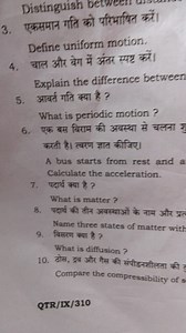 Define uniform motion.Explain the difference between speed an... | Filo