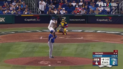 Andrés Machado tirando fuego retiró el 8vo inning de Italia por la vía rápida del 1-2-3. Venezuela 4 Italia 2 En 8 innings completos #VamosVenezuela #WBC2026 #ClasicoMundialDeBeisbol #WorldBaseballClassic2026