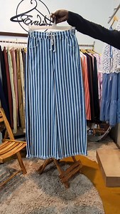 3K views · 530 reactions | Eva Al Nisa Product name "Wide Striped Denim Flapper" For order and details DM Whatsapp Or visit our website www.evaalnisa.com #evaalnisa #trendylook #jeans #flapper #womenfashion #fy #fashion | Eva Al Nisa | Facebook