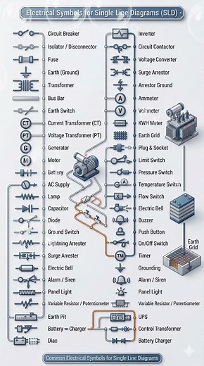 Electrical Symbol Single Line Diagram #IndustrialEquipment #IndustrialAutomation #electrician