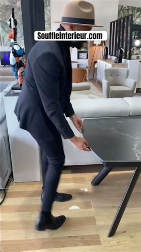 Table extensible céramique effet marbre noir Terenceta – Élégance modulable